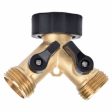 Zhejiang 30008 Brass 2-Way  Y  Garden Faucet Splitter Connector With Shut Offs - Quantity of 1 Online now