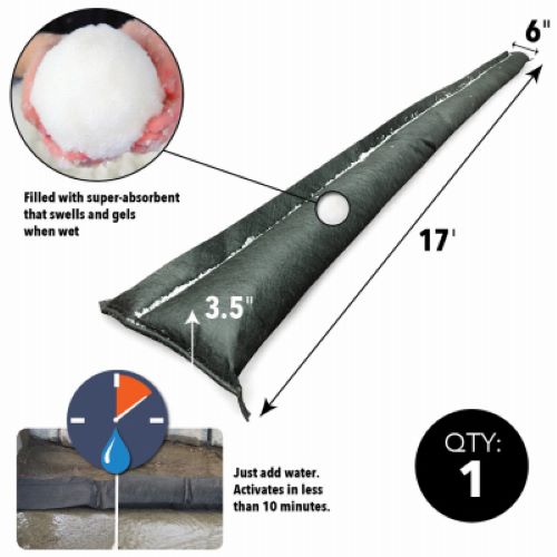 Absorbent QD617-1 Quick Dam 6  x 17  FT  Expanding Flood Water Barrier - Quantity of 2 Hot on Sale