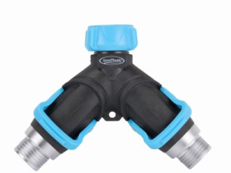 Melnor 356GTDI 2-Way Metal Faucet  Y  Splitter Connector With Lever Shut Offs - Quantity of 4 Online now