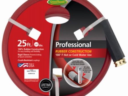 Green Thumb 8696GT-25 5 8  Inch x 25  Foot Professional Red Rubber Hot Water Garden Hose - Quantity of 5 Supply