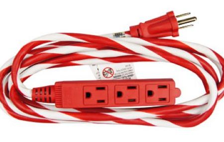 Master Electrician KAB2 KAB2F3 10  16 3 Red & White Candy Cane Extension Cord - Quantity of 24 For Sale