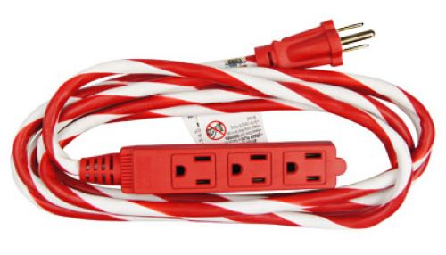 Master Electrician KAB2 KAB2F3 10  16 3 Red & White Candy Cane Extension Cord - Quantity of 24 For Sale