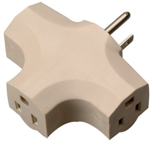 Master Electrician 09902-97ME Beige Grounded 3-Way Outlet Cube Tap Electrical Adapter Plug - Quantity of 2 Sale