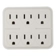 Master Electrician CT-027W White 6-Way Grounded Electrical Outlet Adapter Plug - Quantity of 6 Online