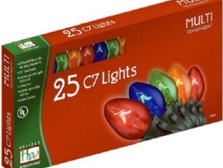 Holiday Wonderland 525-88 25 Count Transparent Multi-Color C7 Christmas Light Set - Quantity of 3 Online Sale