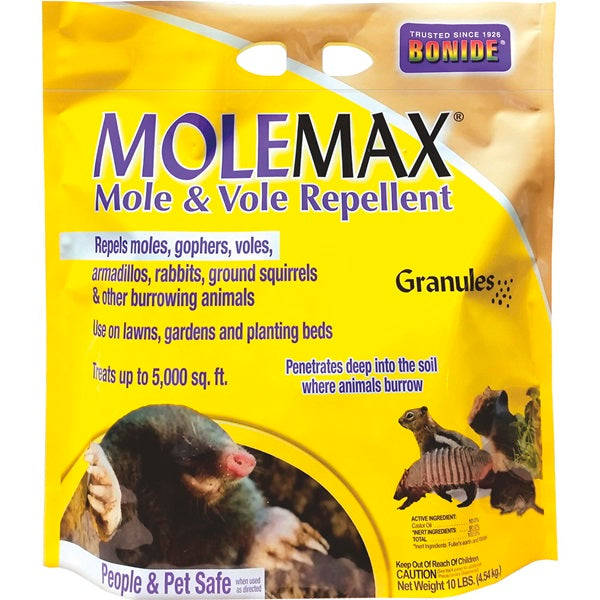 Bonide 692150 10 LB Bag Of Molemax Mole & Vole Repellent Granules - Quantity of 2 For Discount