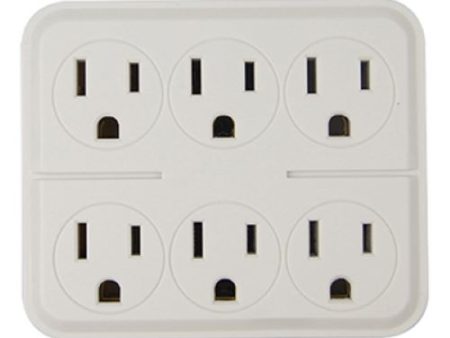 Master Electrician CT-027W White 6-Way Grounded Electrical Outlet Adapter Plug - Quantity of 2 on Sale