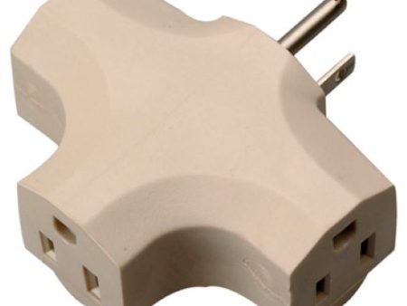 Master Electrician 09902-97ME Beige Grounded 3-Way Outlet Cube Tap Electrical Adapter Plug - Quantity of 36 For Sale