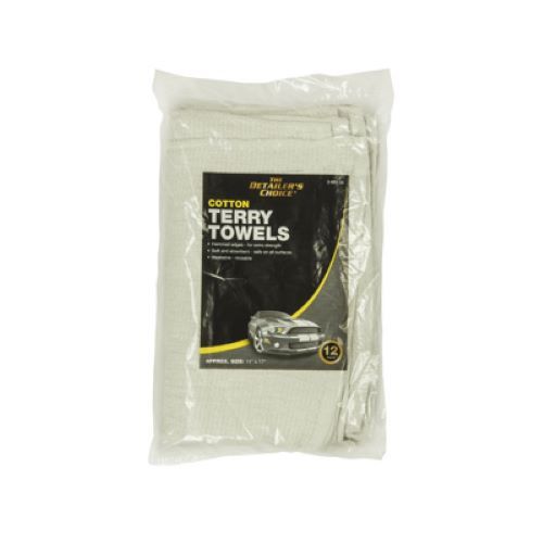 Hopkins 3-685-58 12-Pack Of 14  x 17  White Cotton Terry Cloth Car Detailing Cleaning Towels - Quantity of 3 For Sale