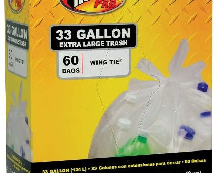 Berry 1124909 Ruffies Pro 60-Count 33 Gallon .75 Mil Clear Trash Garbage Bags - Quantity of 3 For Discount