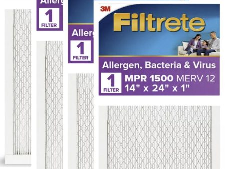 3M Filtrete UP23-4 Purple 14  x 24  x 1  MPR 1500 3 Month Air Filter - Quantity of 4 Hot on Sale