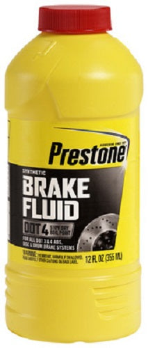 Prestone AS800Y 12 oz Bottle Of DOT 4 Synthetic Heavy Duty Brake Fluid - Quantity of 12 For Discount