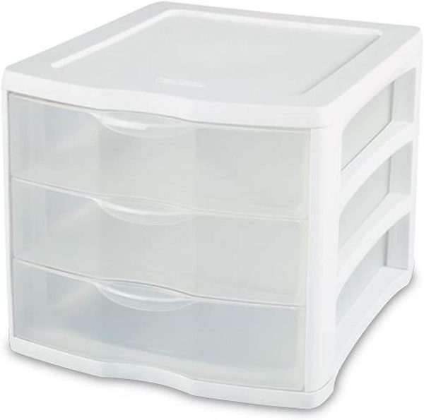 Sterilite 17918004 3 Drawer White Frame Clearview Organizer - Quantity of 1 Online now