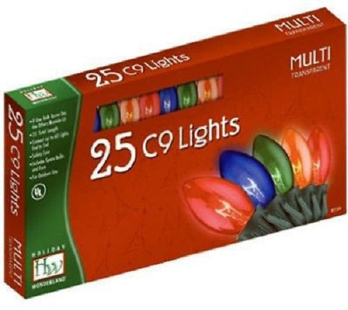 Holiday Wonderland 925-88 25-Count Multi-Color Transparent C9 Christmas Light Set - Quantity of 1 Online Hot Sale