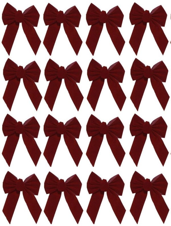 Holiday Trim 7822 10  x 13  x 3  5 Loop Burgundy Velvet Holiday Christmas Bow - Quantity of 16 Cheap