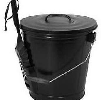 PANACEA 15343 BLACK FIREPLACE ASH BUCKET W LID & SHOVEL For Discount