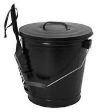 PANACEA 15343 BLACK FIREPLACE ASH BUCKET W LID & SHOVEL For Discount