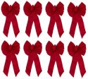 Holiday Trim 7355 14  x 28  x 4  7 Loop Red Velvet Holiday Christmas Bow - Quantity of 8 Supply