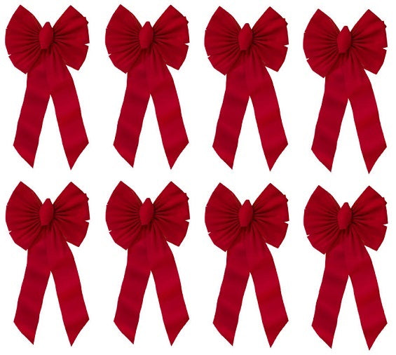 Holiday Trim 7355 14  x 28  x 4  7 Loop Red Velvet Holiday Christmas Bow - Quantity of 8 Supply