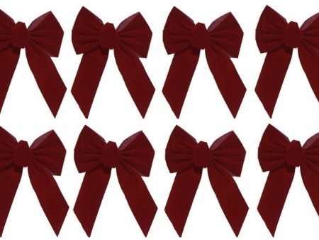 Holiday Trim 7822 10  x 13  x 3  5 Loop Burgundy Velvet Holiday Christmas Bow - Quantity of 8 Online Hot Sale