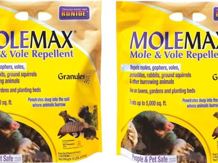 Bonide 692150 10 LB Bag Of Molemax Mole & Vole Repellent Granules - Quantity of 2 For Discount